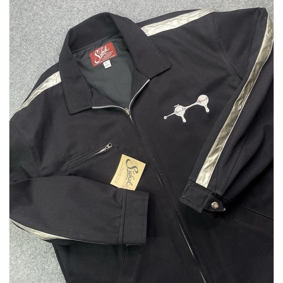 Vintage Sichel Jacket XL Black Silver Striped Embroidered USA